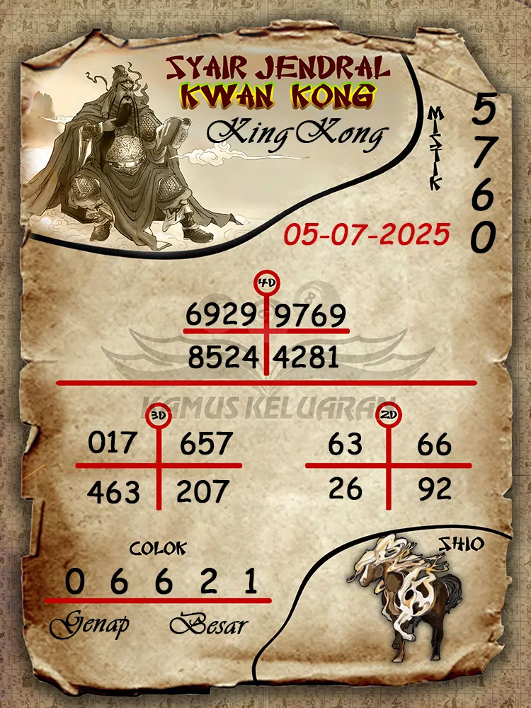 syair jendral kwan kong KingKong 05 07 2025