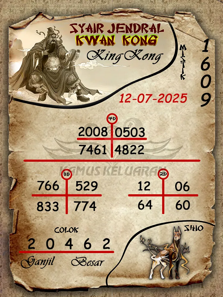 syair jendral kwan kong KingKong 12 07 2025