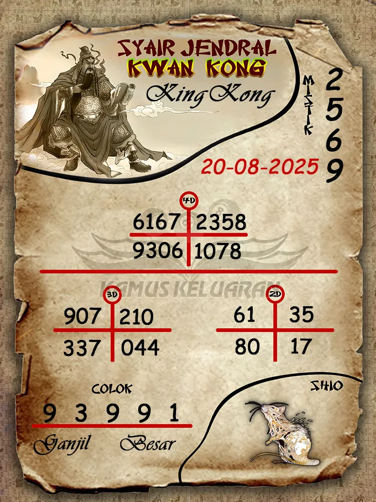 syair jendral kwan kong KingKong 20 08 2025
