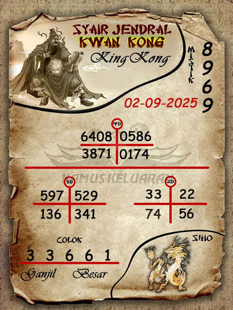 syair jendral kwan kong KingKong 02 09 2025