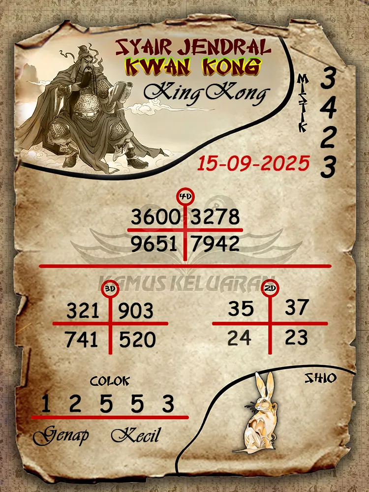 syair jendral kwan kong KingKong 15 09 2025