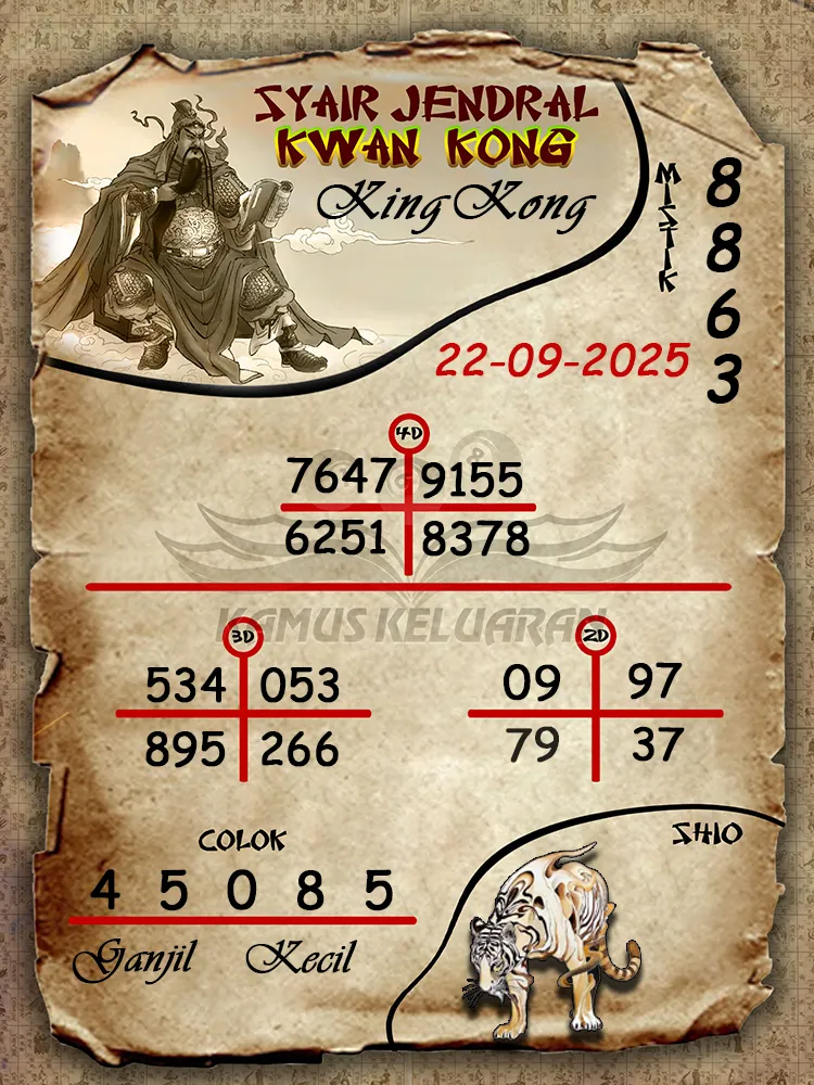 syair jendral kwan kong KingKong 22 09 2025