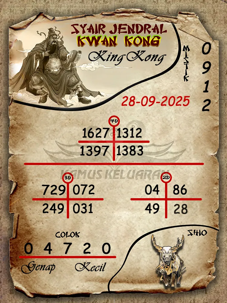 Syair jendral kwan kong KingKong 28 09 2025