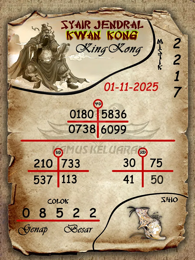 Syair Jendral Kwan Kong KingKong 01 11 2025