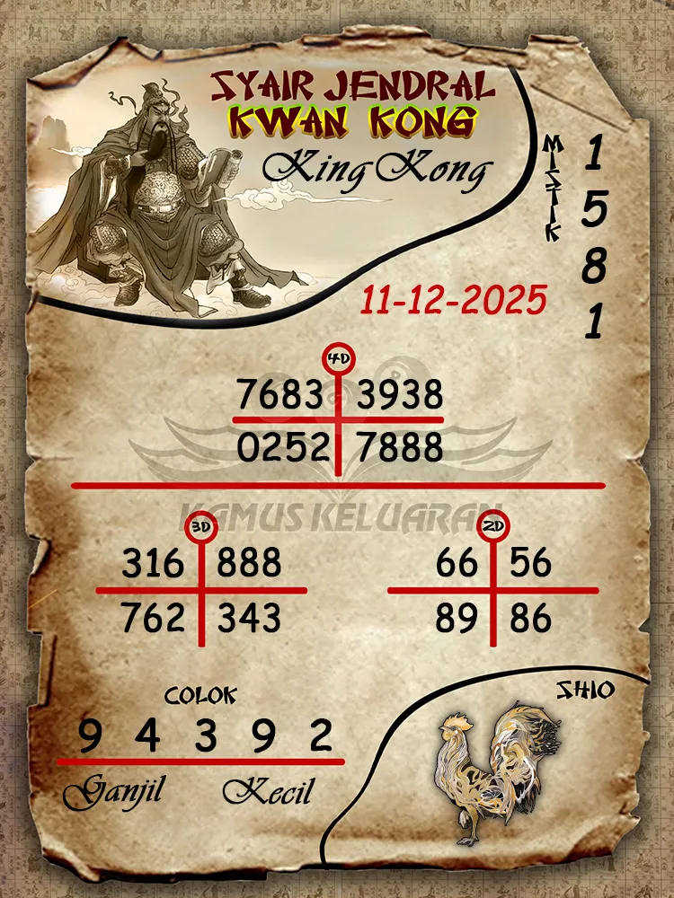 Syair Jendral Kwan Kong KingKong 11 12 2025