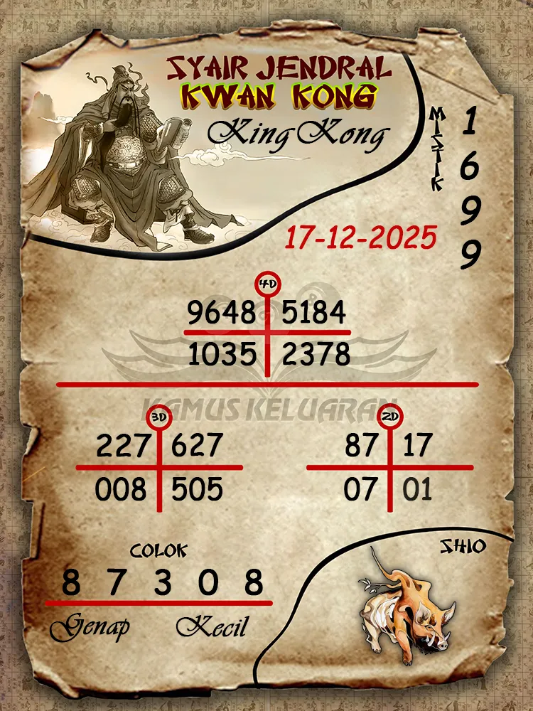 Syair Jendral Kwan Kong KingKong 17 12 2025