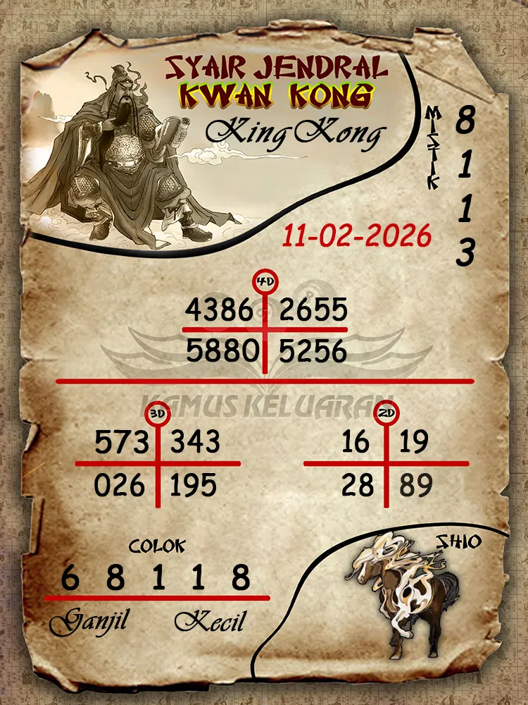 Syair Jendral Kwan Kong KingKong 11 02 2026