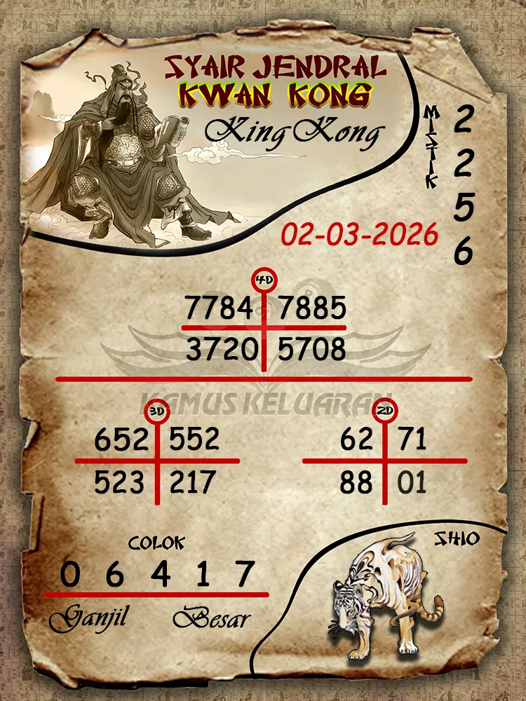Syair Jendral Kwan Kong KingKong 02 03 2026