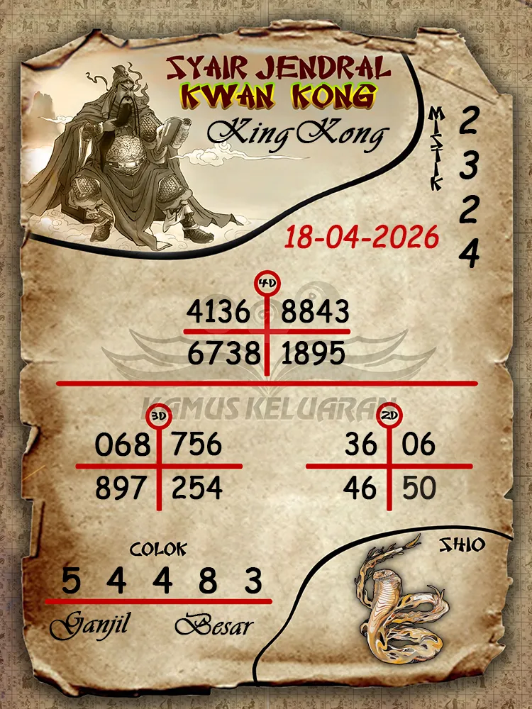 Syair Jendral Kwan Kong KingKong 18 04 2026