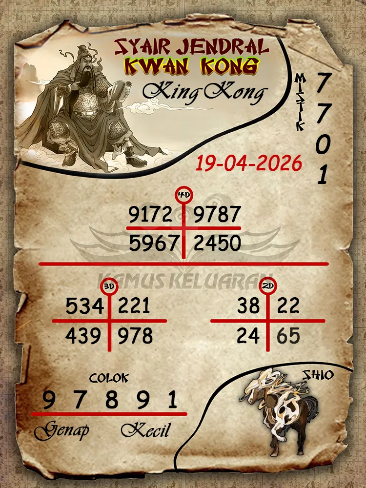 Syair Jendral Kwan Kong KingKong 19 04 2026