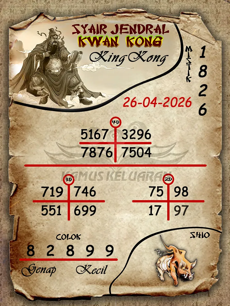 Syair Jendral Kwan Kong KingKong 26 04 2026