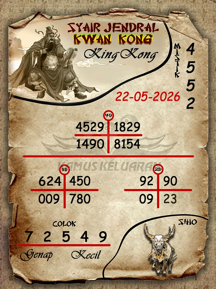 Syair Jendral Kwan Kong KingKong 22 05 2026