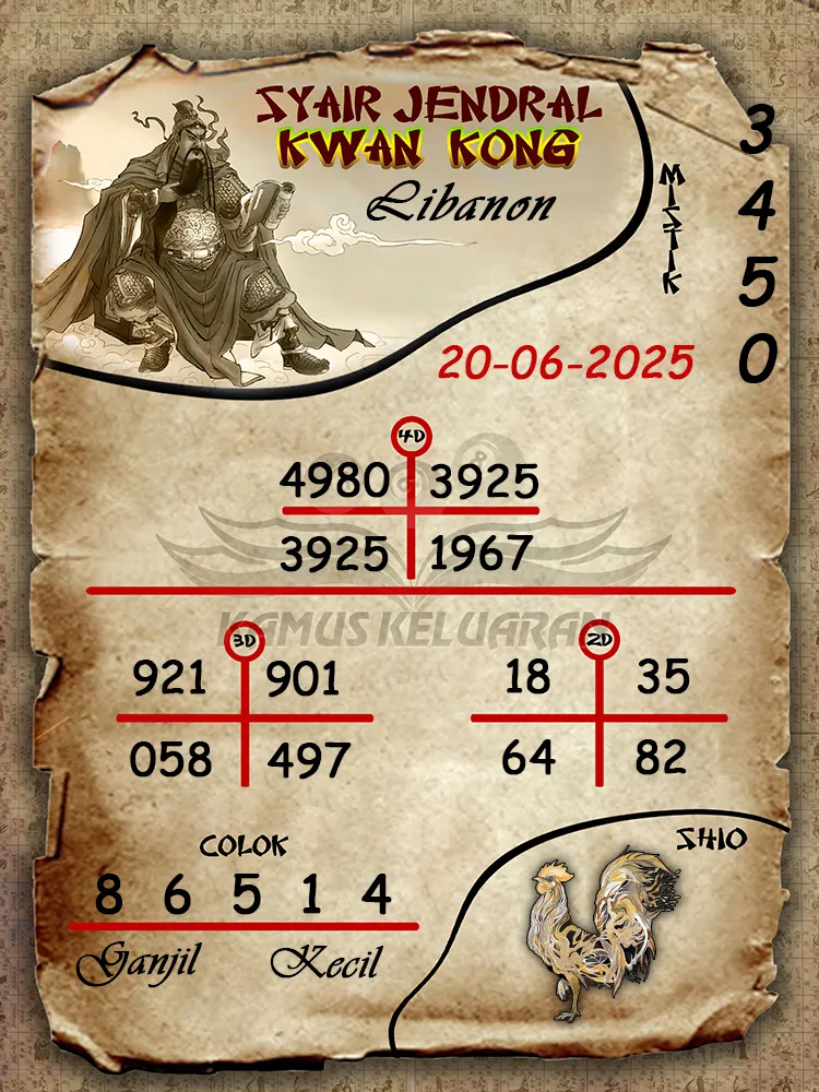 syair jendral kwan kong libanon 20 06 2025