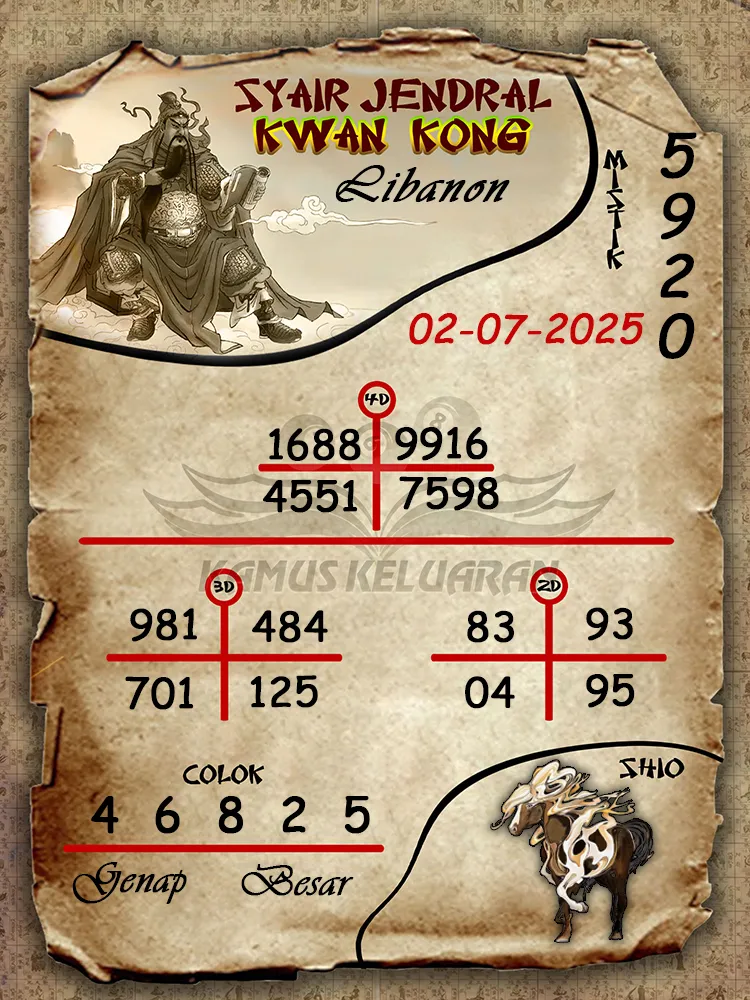 syair jendral kwan kong Libanon 02 07 2025