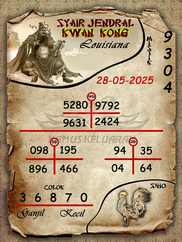 syair jendral kwan kong louisiana 28 05 2025