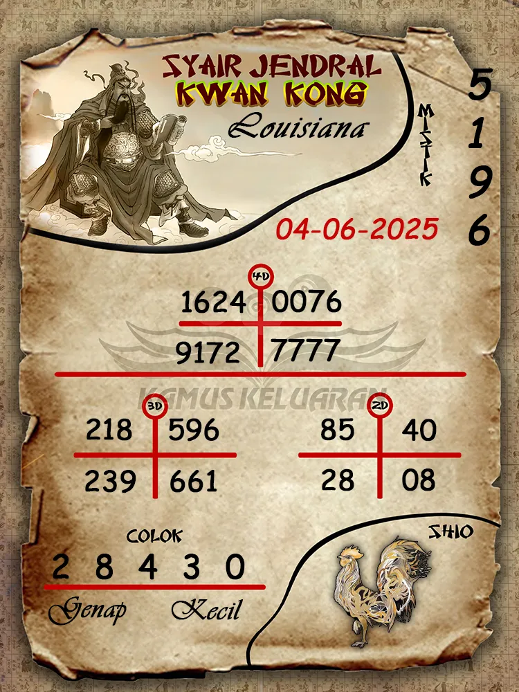 syair jendral kwan kong louisiana 04 06 2025