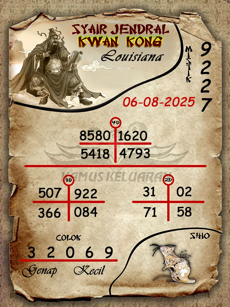 syair jendral kwan kong Louisiana 06 08 2025
