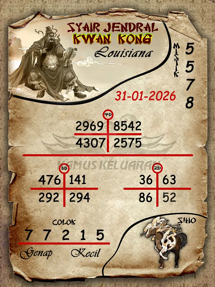 Syair Jendral Kwan Kong Louisiana 31 01 2026