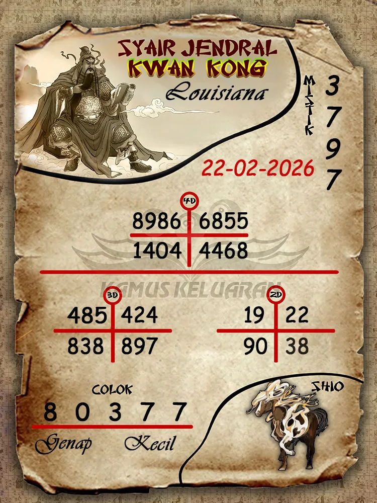Syair Jendral Kwan Kong Louisiana 22 02 2026