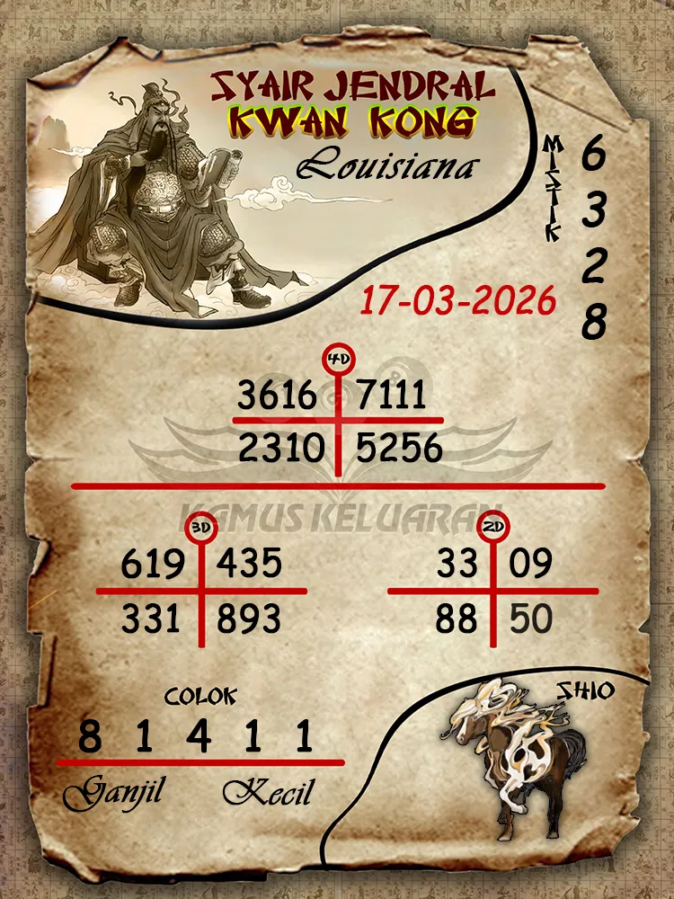 Syair Jendral Kwan Kong Louisiana 17 03 2026