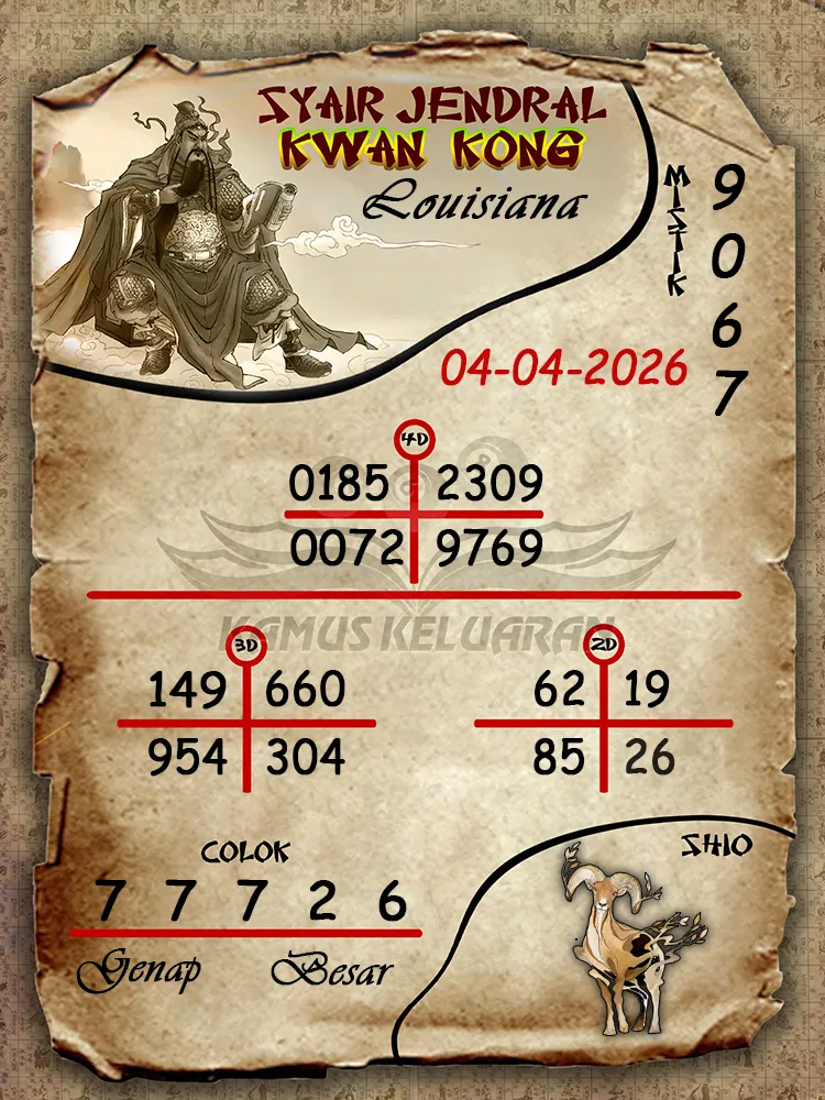 Syair Jendral Kwan Kong Louisiana 04 04 2026