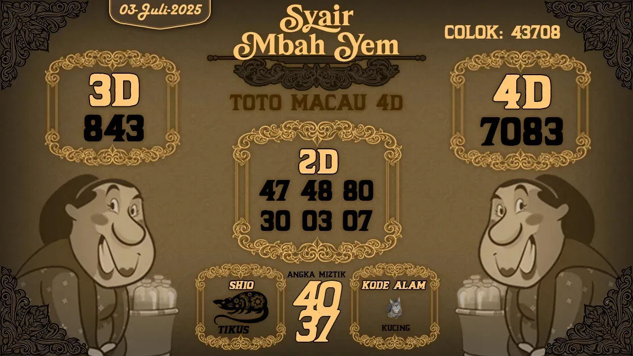 syair Mbah Yem Toto Macau 4D 03 07 2025