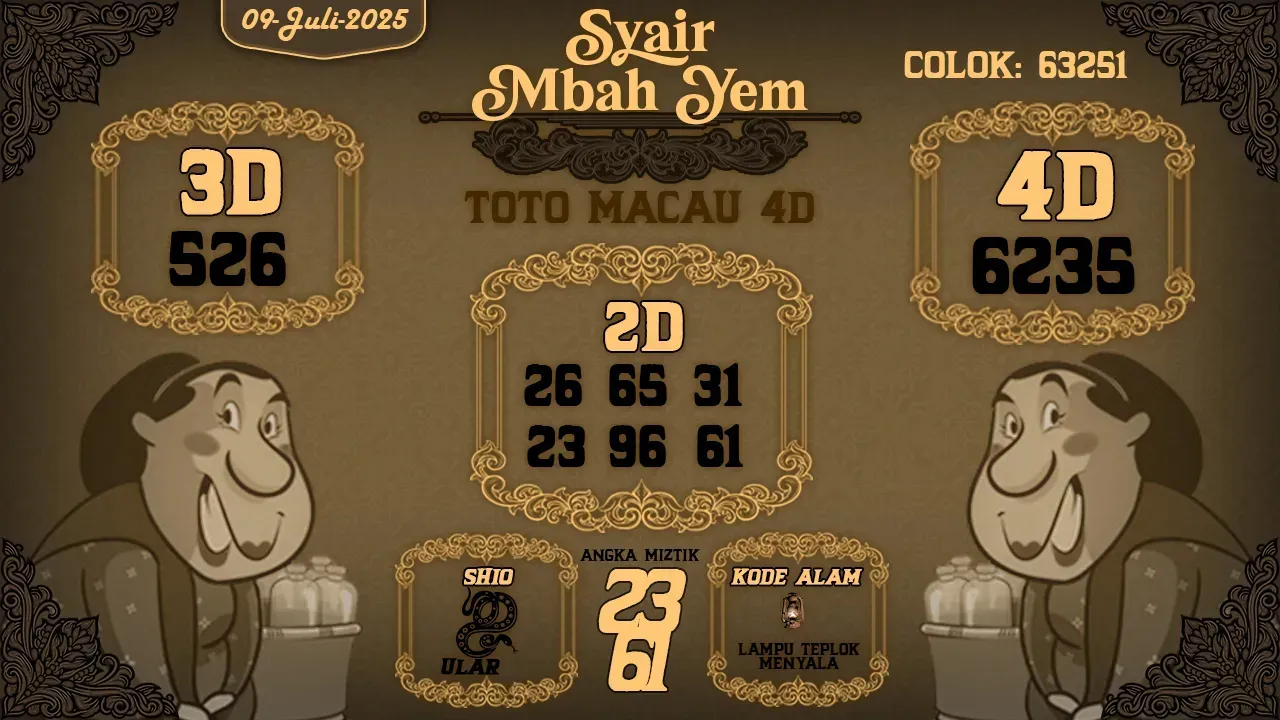 syair Mbah Yem Toto Macau 4D 09 07 2025