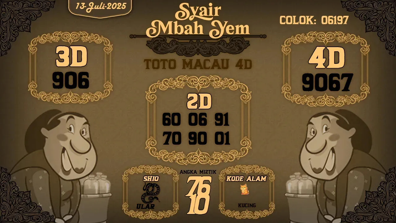 syair Mbah Yem Toto Macau 4D 13 07 2025