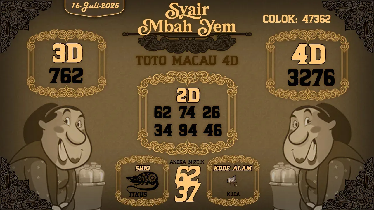 syair Mbah Yem Toto Macau 4D 16 07 2025