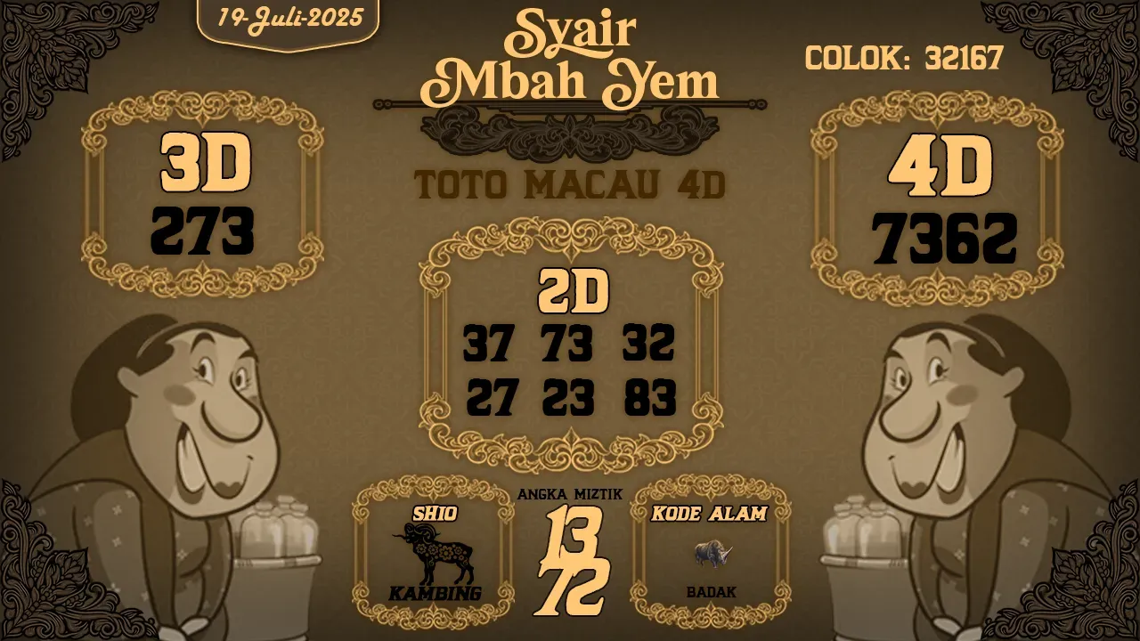 syair Mbah Yem Toto Macau 4D 19 07 2025