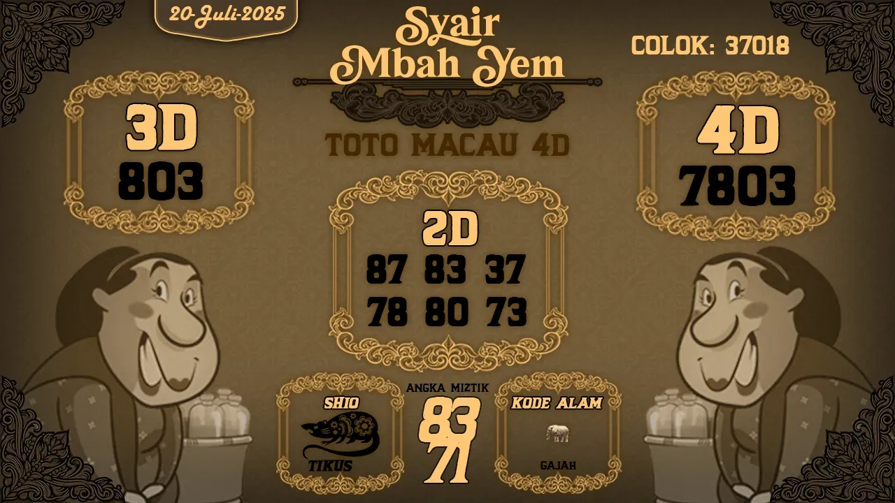 syair Mbah Yem Toto Macau 4D 20 07 2025
