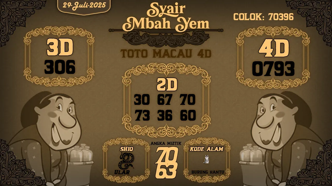 syair Mbah Yem Toto Macau 4D 29 07 2025