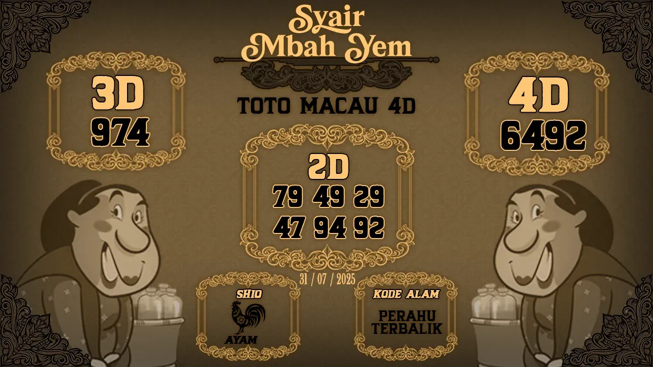 syair Mbah Yem Toto Macau 4D 31 07 2025