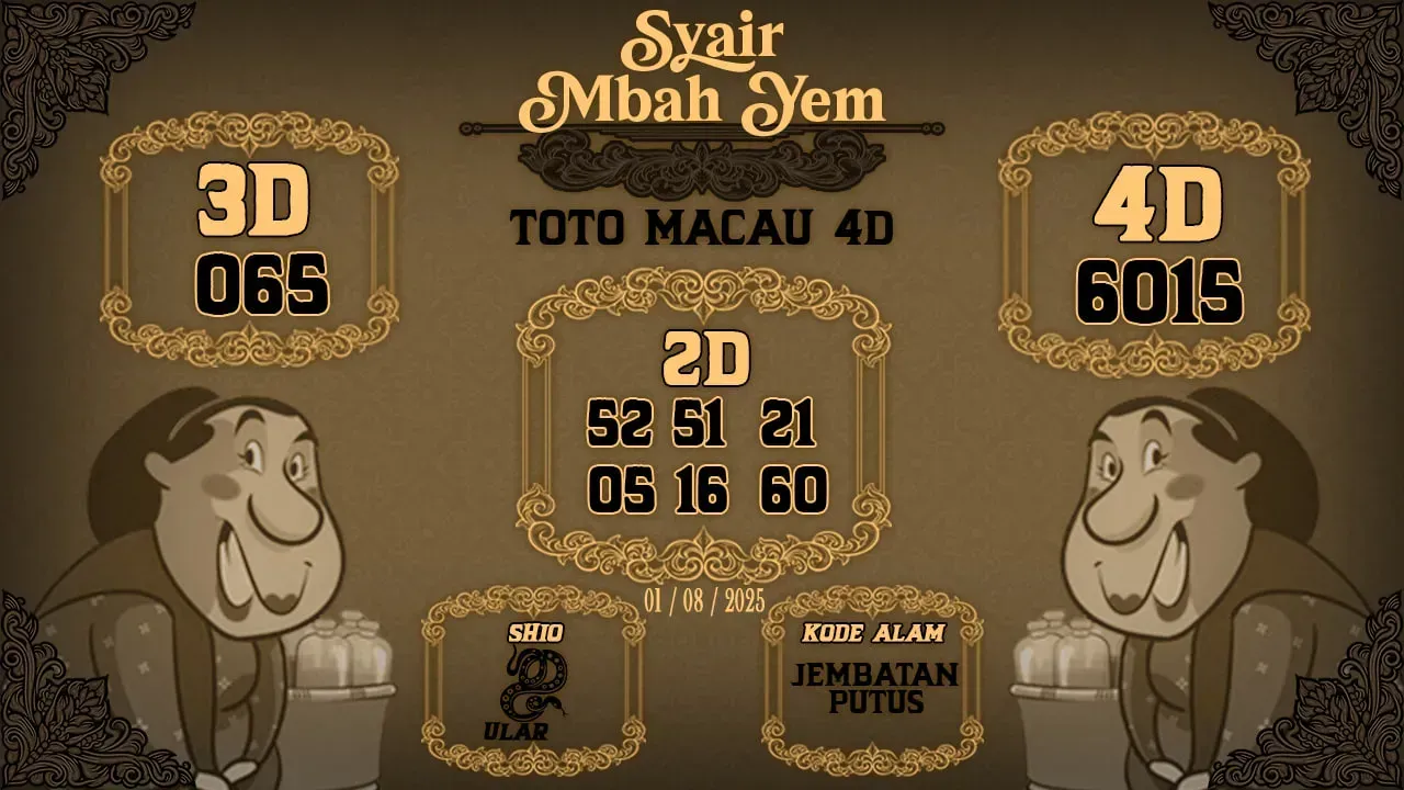 syair Mbah Yem Toto Macau 4D 01 08 2025