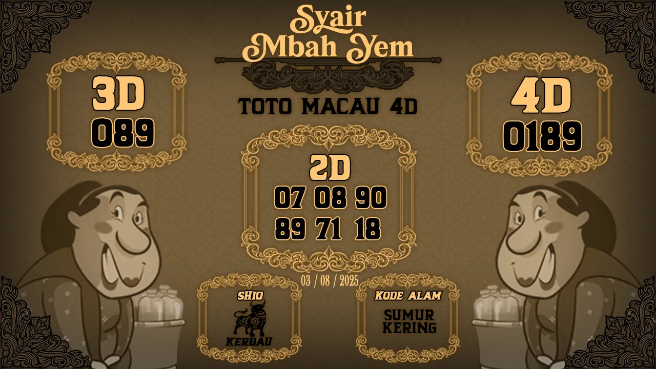 syair Mbah Yem Toto Macau 4D 03 08 2025