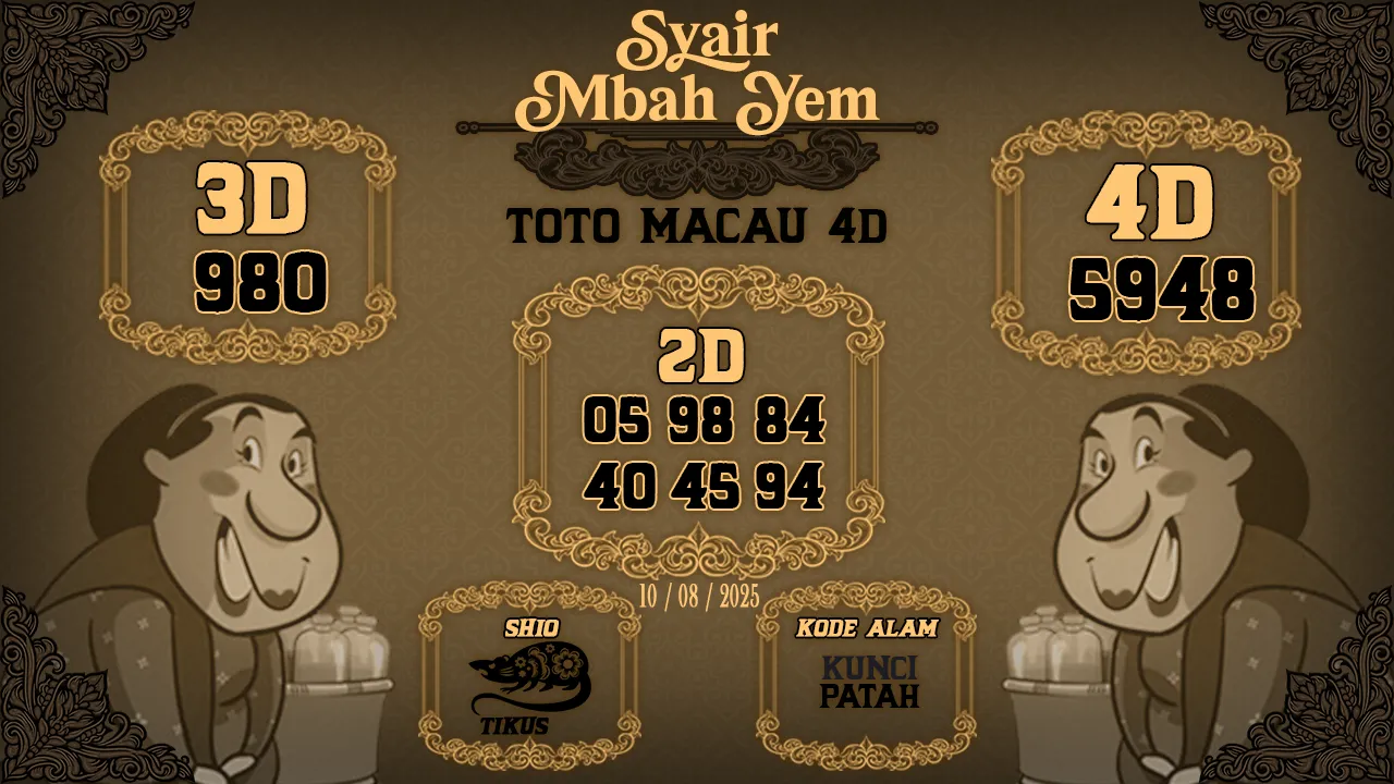 syair Mbah Yem Toto Macau 4D 10 08 2025