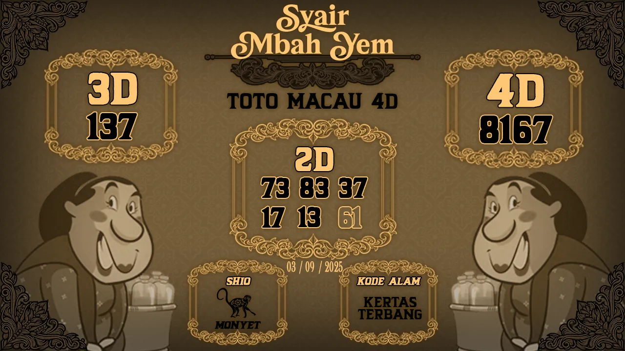 syair Mbah Yem Toto Macau 4D 03 09 2025