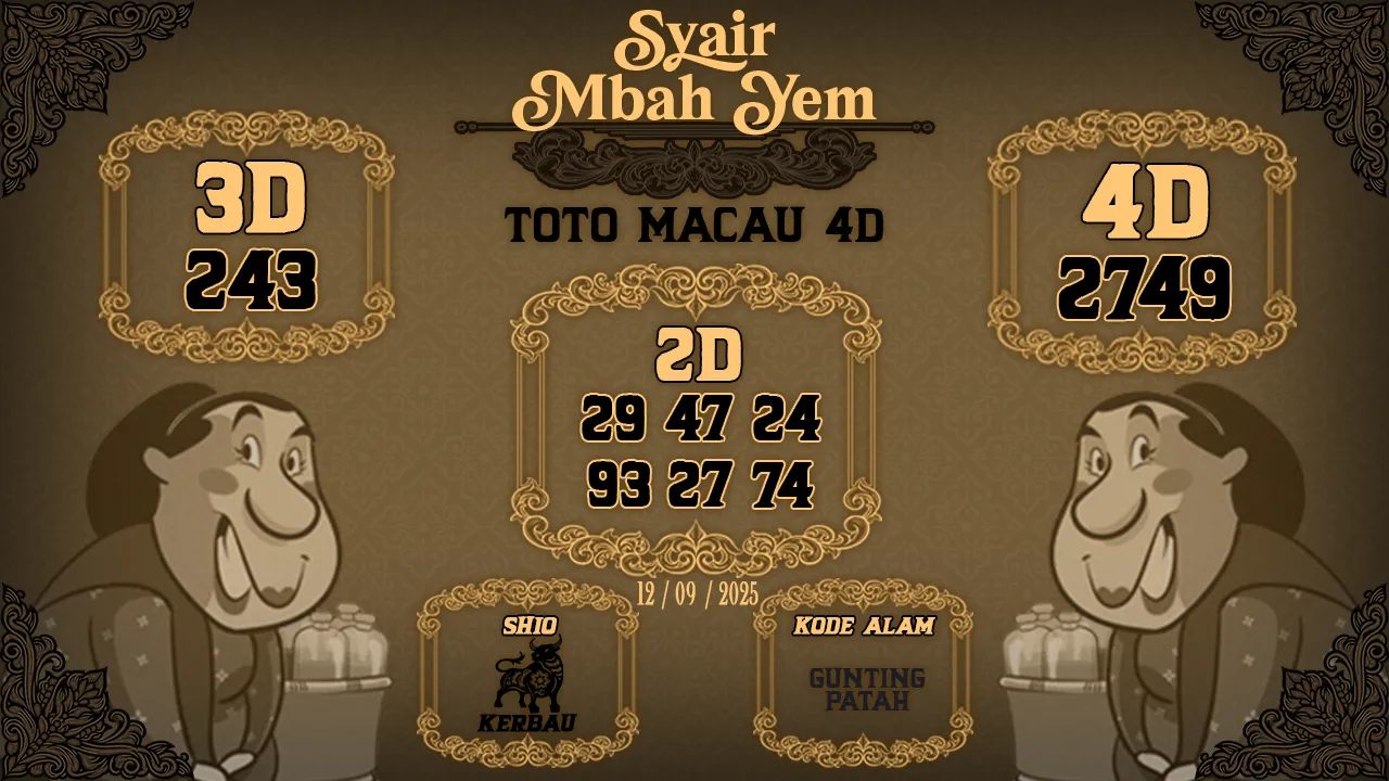 syair Mbah Yem Toto Macau 4D 12 09 2025