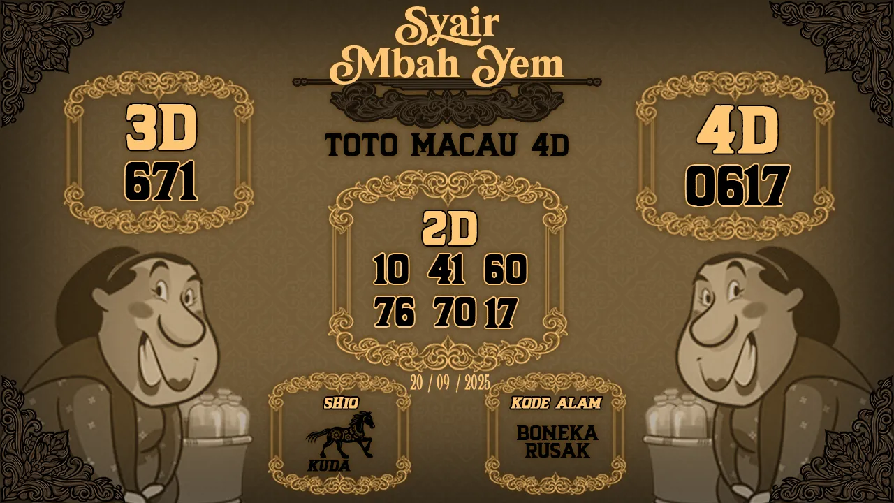 syair Mbah Yem Toto Macau 4D 20 09 2025