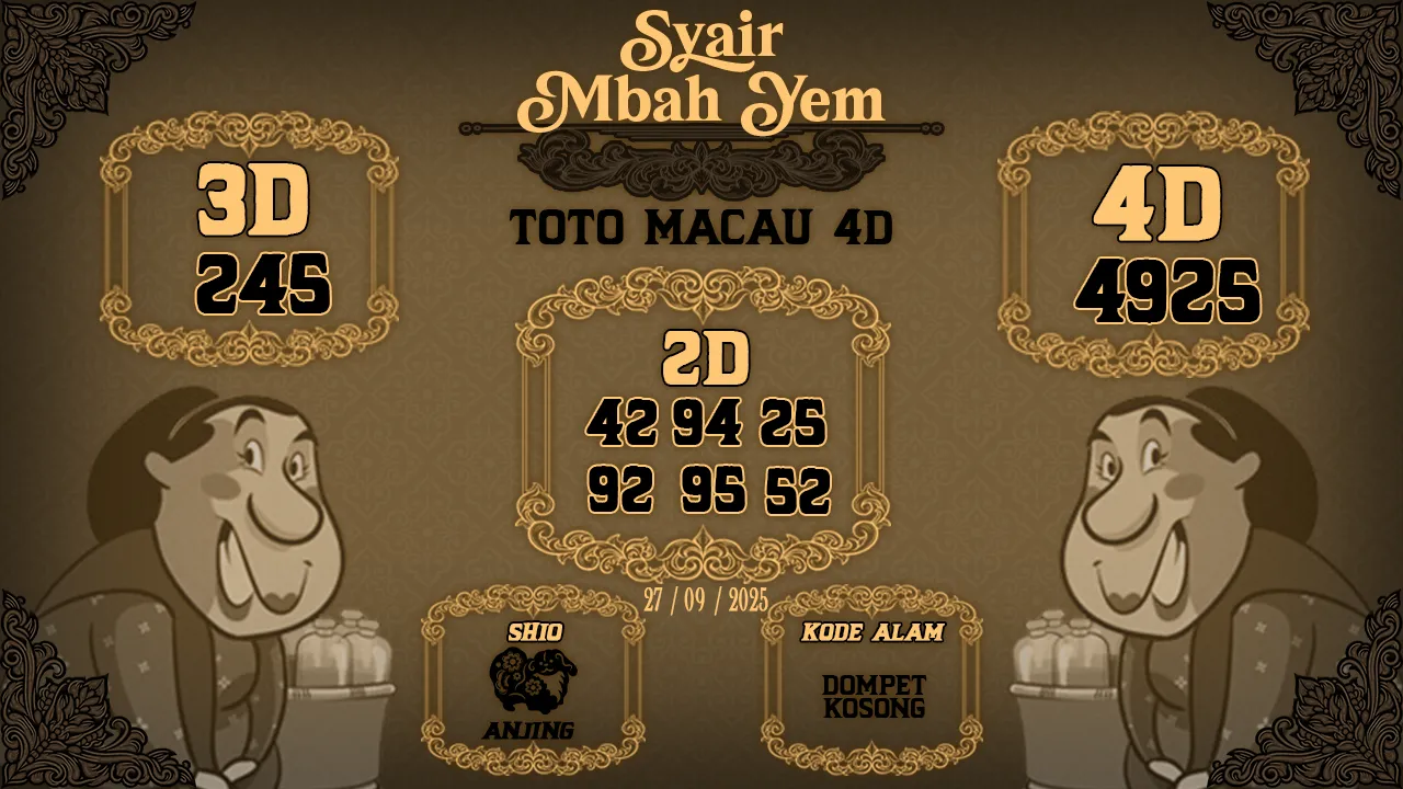 syair Mbah Yem Toto Macau 4D 27 09 2025