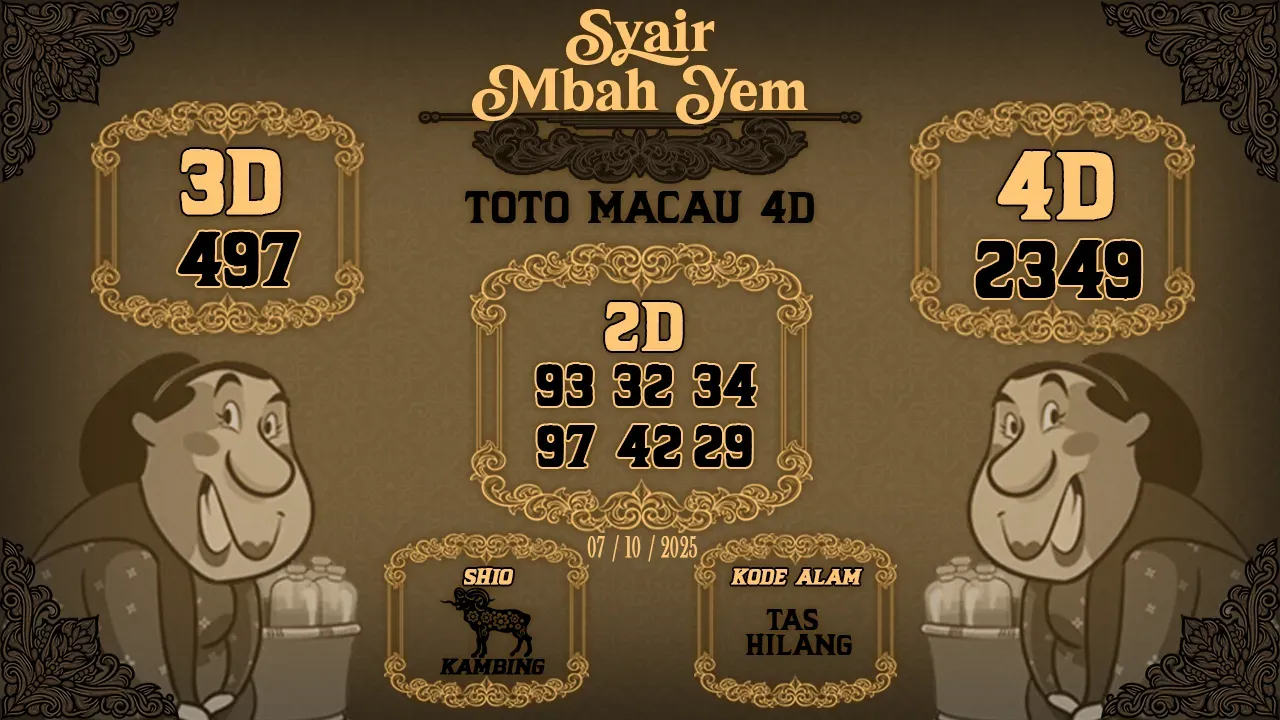 syair Mbah Yem Toto Macau 4D 07 10 2025