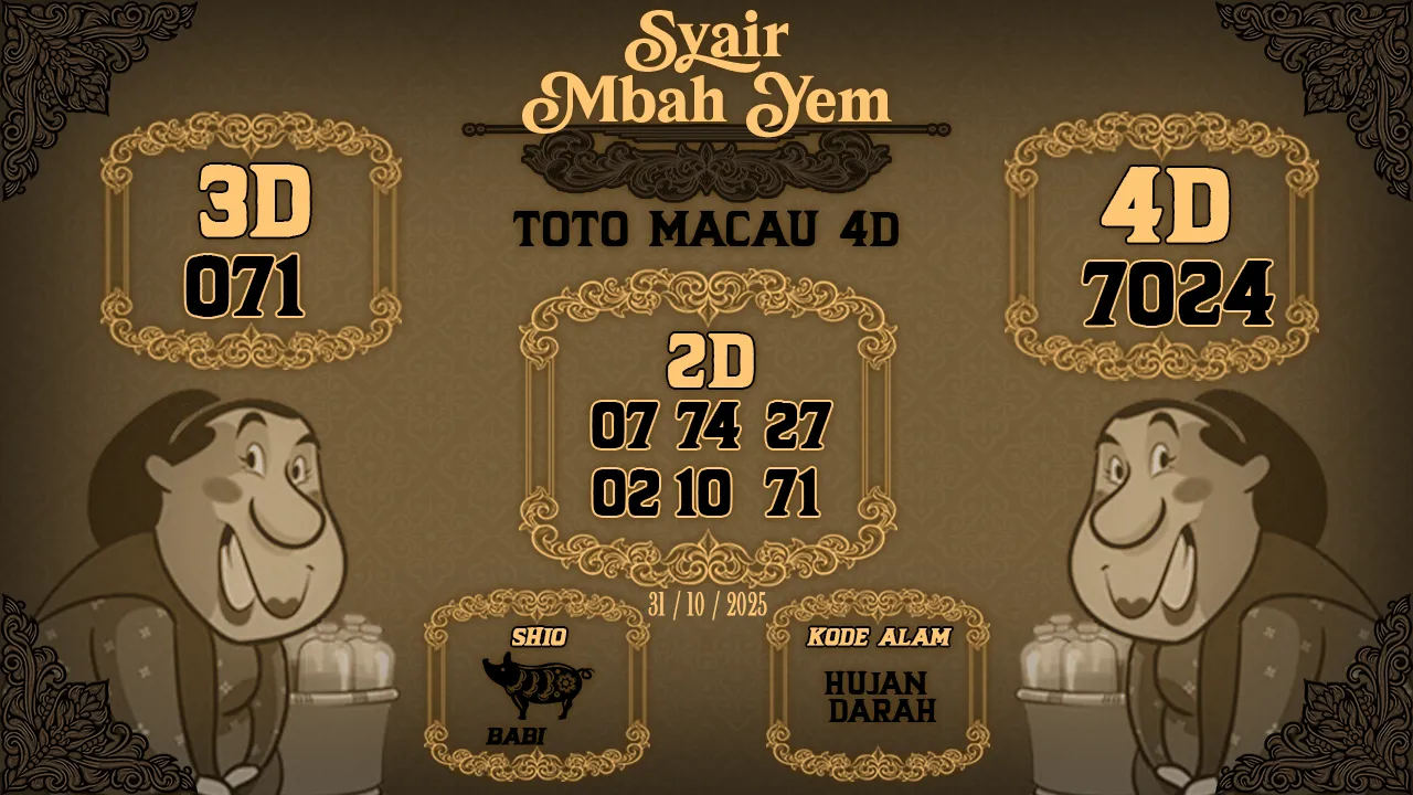 Syair Macau 4D Mbah Yem 31 10 2025