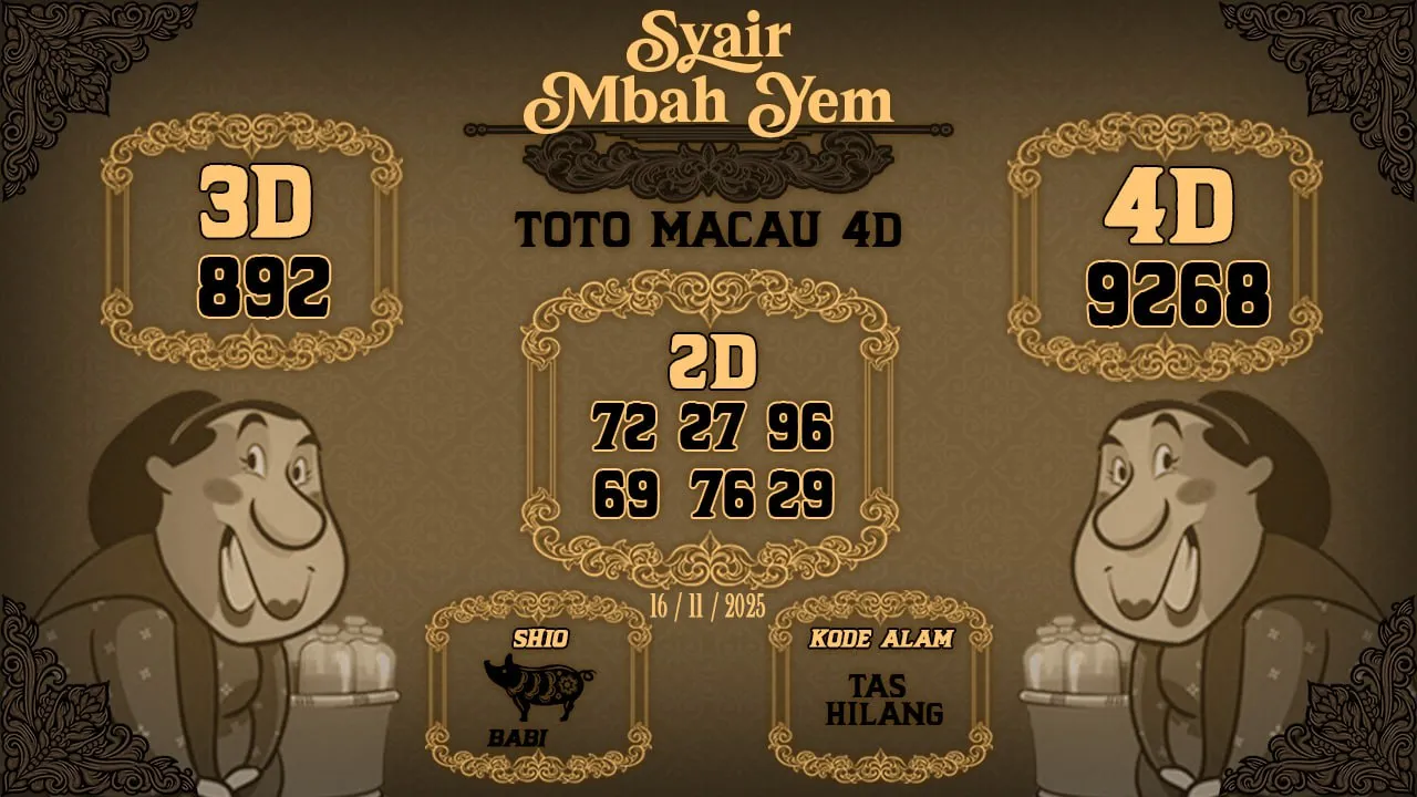 Syair Macau 4D Mbah Yem 16 11 2025