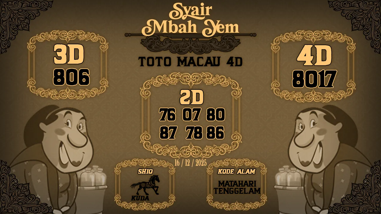 Syair Macau 4D Mbah Yem 16 12 2025