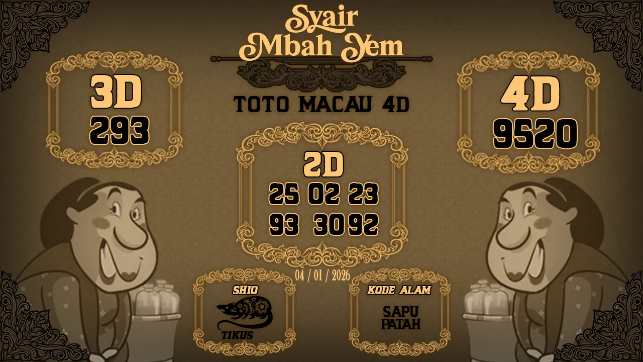 Syair Macau 4D Mbah Yem 04 01 2026