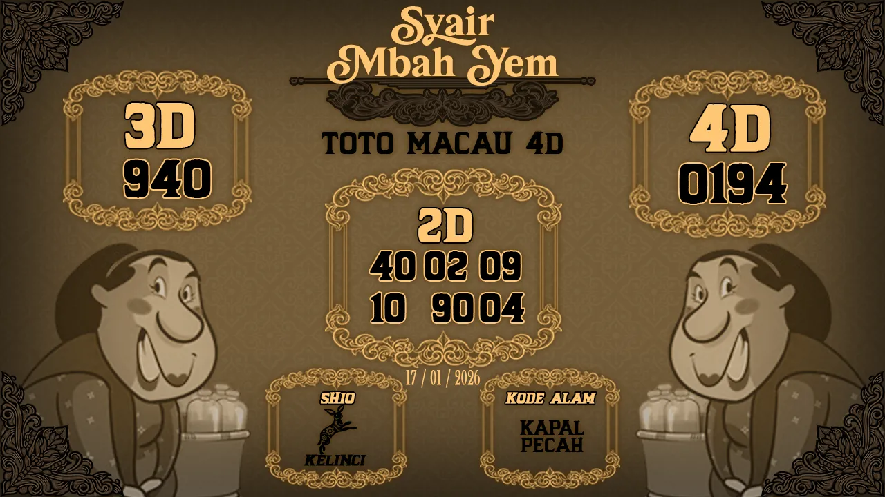 Syair Macau 4D Mbah Yem 17 01 2026