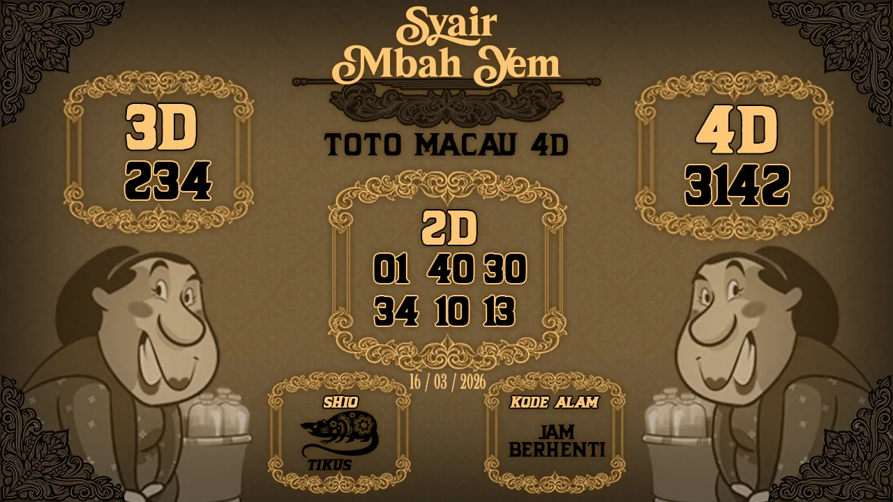 Syair Macau 4D Mbah Yem 16 03 2026
