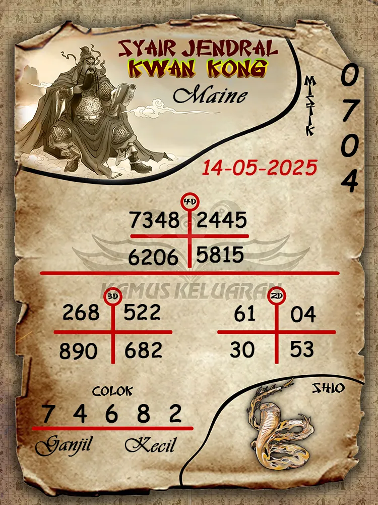 syair jendral kwan kong maine 14 05 2025