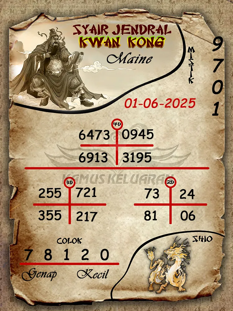 syair jendral kwan kong maine 01 06 2025