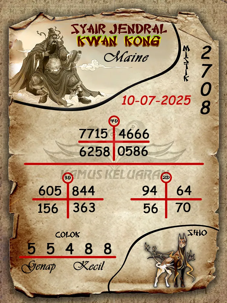 syair jendral kwan kong Maine 10 07 2025